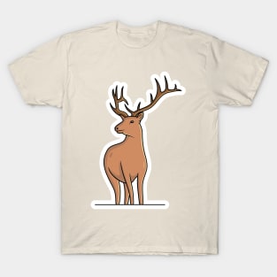 Beautiful Deer with Antler Horn Sticker vector illustration. Animal nature icon concept. Wildlife animal deer sticker design logo with shadow. T-Shirt